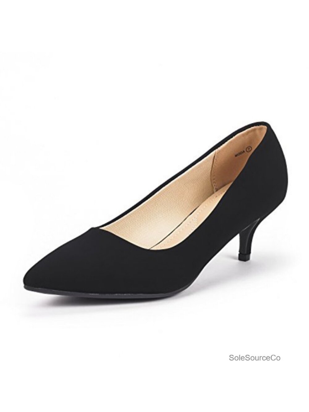 Faux Leather Kitten Heel Pumps, Pointed Toe Women's Dress Shoes